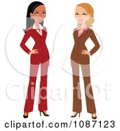 Clipart Black And White Businesswomen Posing In Their Suits Royalty Free Vector Illustration by Monica #COLLC1087123-0132