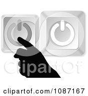 Poster, Art Print Of Silhouetted Hand With Silver Power Buttons