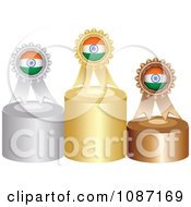 Indian Rosette Award Ribbons On Podiums