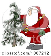 Poster, Art Print Of Santa Holding Out A Fresh Cut Christmas Tree