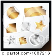 3d Peeling Gold And Silver Rectangle Round Square And Star Stickers