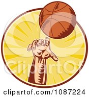 Retro Basketball Player Throwing A Ball Over Rays
