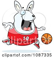 Clipart Chubby White Rabbit Playing Basketball Royalty Free Vector Illustration