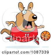 Poster, Art Print Of Chubby Wallaby Kangaroo Playing Basketball