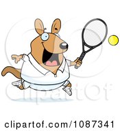 Chubby Wallaby Kangaroo Playing Tennis
