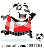 Poster, Art Print Of Chubby Panda Playing Soccer