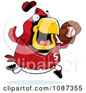 Poster, Art Print Of Chubby Cardinal Playing Baseball