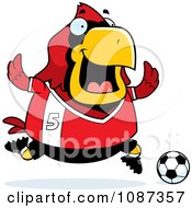 Poster, Art Print Of Chubby Cardinal Playing Soccer
