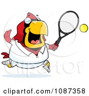 Chubby Cardinal Playing Tennis