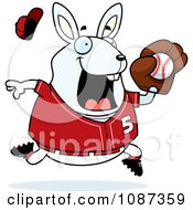 Clipart Chubby White Rabbit Playing Baseball Royalty Free Vector Illustration