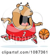 Poster, Art Print Of Chubby Hamster Playing Basketball