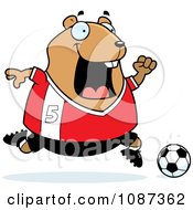 Poster, Art Print Of Chubby Hamster Playing Soccer