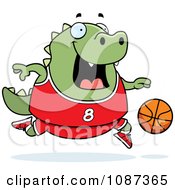 Poster, Art Print Of Chubby Lizard Playing Basketball