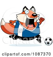 Poster, Art Print Of Chubby Fox Playing Soccer