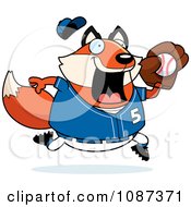 Poster, Art Print Of Chubby Fox Playing Baseball