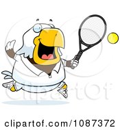Poster, Art Print Of Chubby Bald Eagle Playing Tennis