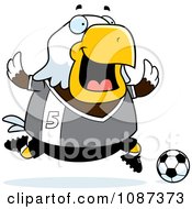 Poster, Art Print Of Chubby Bald Eagle Playing Soccer