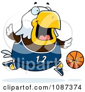Poster, Art Print Of Chubby Bald Eagle Playing Basketball