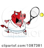 Poster, Art Print Of Chubby Devil Playing Tennis