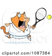 Poster, Art Print Of Chubby Orange Cat Playing Tennis
