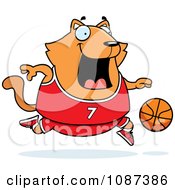 Poster, Art Print Of Chubby Orange Cat Playing Basketball