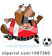 Chubby Badger Playing Soccer