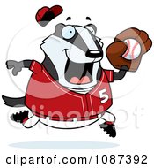 Poster, Art Print Of Chubby Badger Playing Baseball