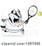 Chubby Badger Playing Tennis