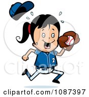 Softball Baseball Girl Catching A Ball