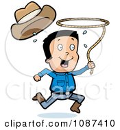 Poster, Art Print Of Cowboy Losing His Hat And Running With A Lasso Lariat