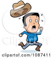 Poster, Art Print Of Scared Cowboy Losing His Hat While Running Away