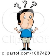 Clipart Confused Boy Shrugging Royalty Free Vector Illustration