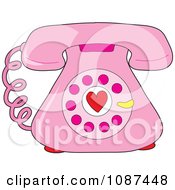 Poster, Art Print Of Pink Rotary Telephone With A Heart