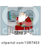 Clipart Santa Working In An Office Cubicle Royalty Free Vector Illustration