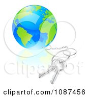 Poster, Art Print Of 3d Globe Attached To Silver Keys