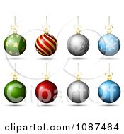 Clipart 3d Colorful Christmas Baubles With Designs And Plain Royalty Free Vector Illustration