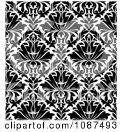 Seamless Black And White Floral Diamond Pattern Background 2