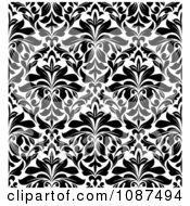 Poster, Art Print Of Seamless Black And White Floral Diamond Pattern Background 1