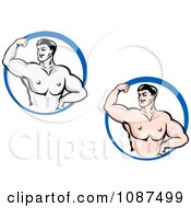 Clipart Two Bodybuilders Flexing Their Arms Royalty Free Vector Illustration