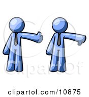 Expressive Blue Business Man Giving The Thumbs Up Then The Thumbs Down Clipart Illustration