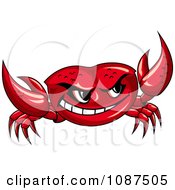 Clipart Evil Red Crab Holding Up His Pincers Royalty Free Vector Illustration