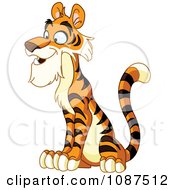 Clipart Curious Tiger Sitting Royalty Free Vector Illustration