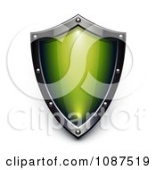 Poster, Art Print Of 3d Silver And Green Security Shield