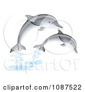 Poster, Art Print Of Two Dolphins Leaping Out Of Water