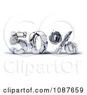 Clipart 3d Shattering Silver 50 Percent Discount Royalty Free CGI Illustration