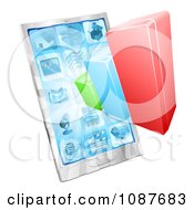 Poster, Art Print Of 3d Bar Graph And Touch Screen Cell Phone