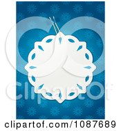 Poster, Art Print Of White Paper Snowflake Tag Over Blue Snowflakes
