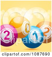 Poster, Art Print Of 3d New Year 2012 Bingo Or Lottery Balls Over Orange Flares