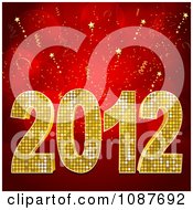 Poster, Art Print Of Golden 2012 New Year Over Red Rays And Stars