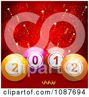 Poster, Art Print Of 3d New Year 2012 Bingo Or Lottery Balls Over Red With Stars